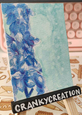 Larkspur - Watercolor & Colored Pencil