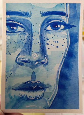 Blue Face - Watercolor