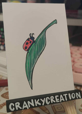Ladybug on Leaf - Acrylic Marker