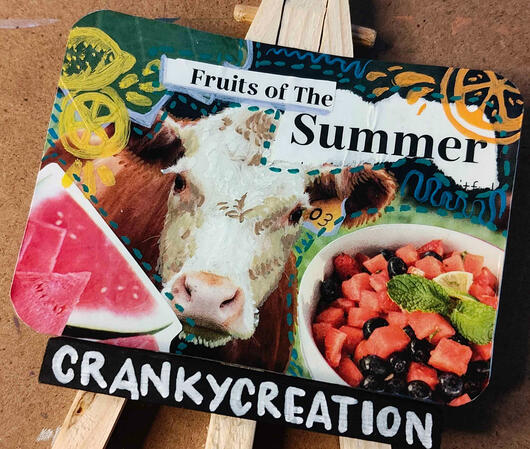 Summer Cow - Collage & Acrylic Marker