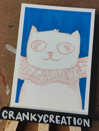 Jester Cat - Watercolor Pencil & Acrylic Marker