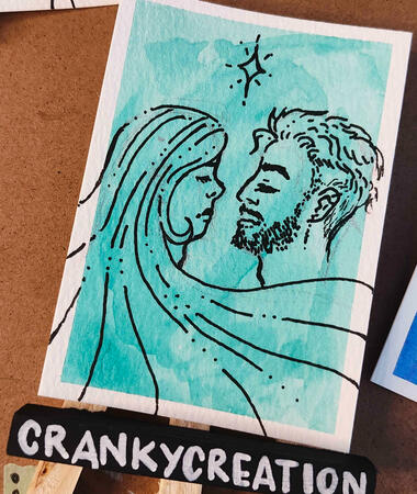 Love / Green - Watercolor & Fineliner